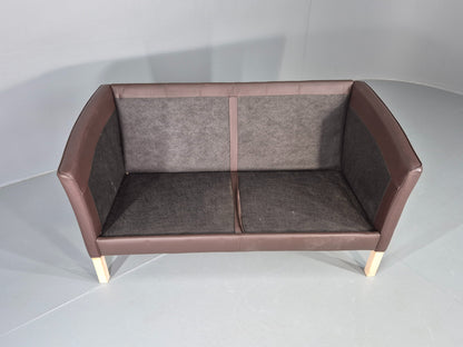 Vintage Danish 2 Seater Sofa Brown Leather 1980s Retro MCM EB12444