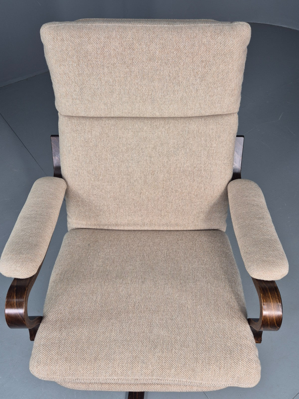 Vintage Danish Mid Century Swivel Chair Cream Bentwood Frame1970s Retro EB12123