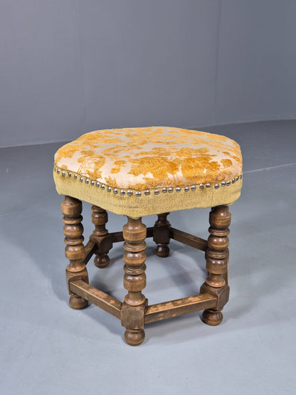 Vintage Danish Baroque Style Hexagonal Form Gold Floral Damask 1950s EB12835
