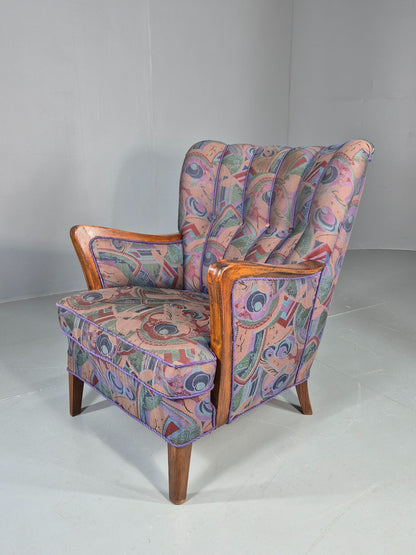 Vintage Danish Art Deco Armchair with 1980s Purple Makeover Retro MCM EB12763