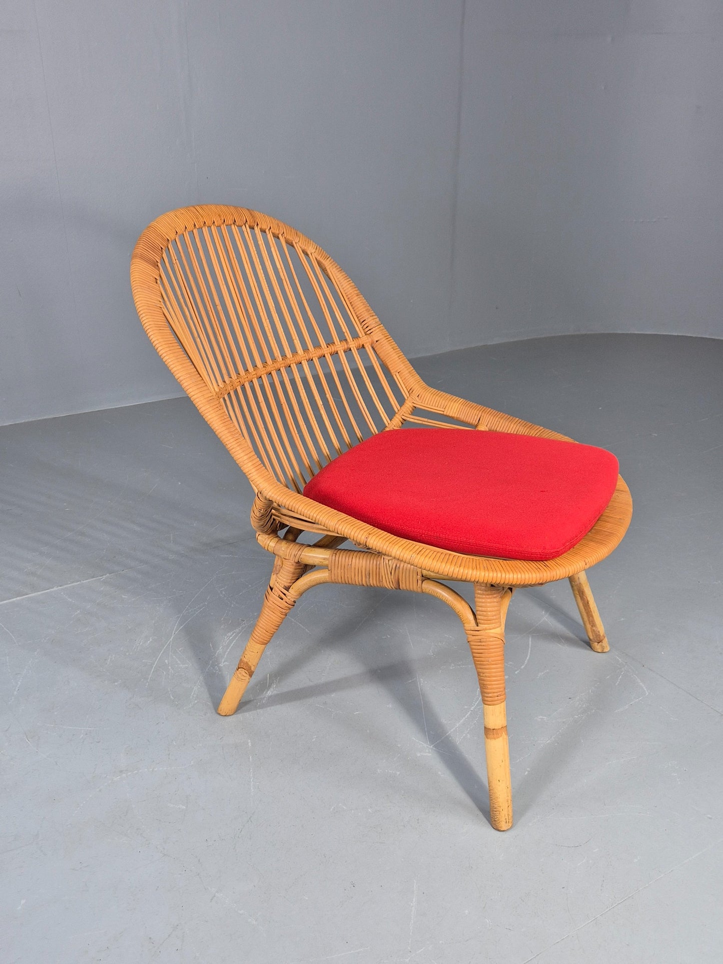 Vintage 1970s Cane Tub Chair New Cushion Retro EB12267