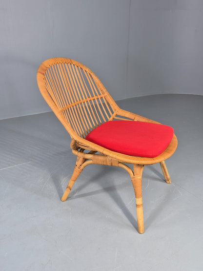 Vintage 1970s Cane Tub Chair New Cushion Retro EB12267