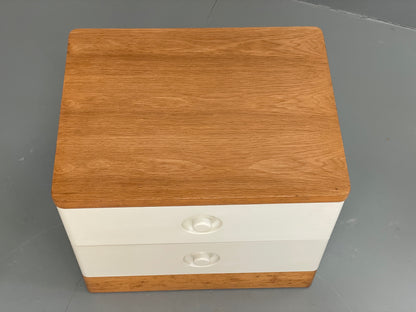 Vintage Bedside Cabinets Pair Stag White Retro 1980s Drawers Oak Top EB12956