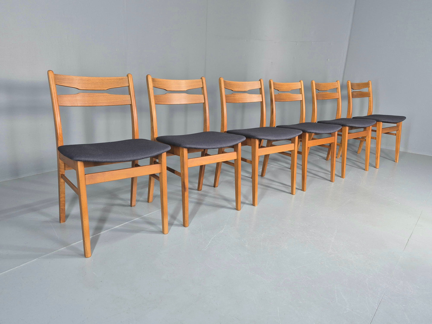 6 Vintage Danish Dining Chairs Farstrup Beech and Teak Retro 1960s EB12103