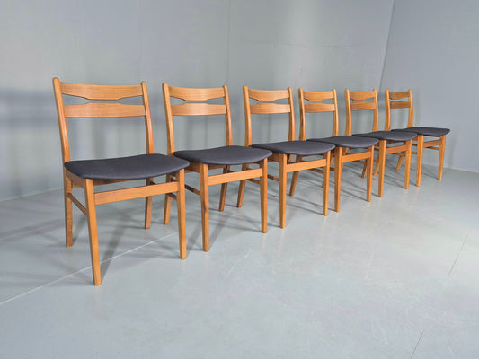 6 Vintage Danish Dining Chairs Farstrup Beech and Teak Retro 1960s EB12103