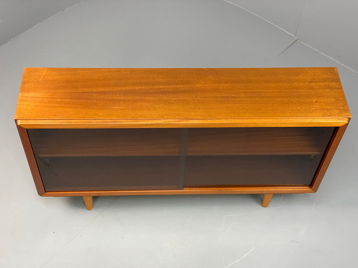 Vintage Teak Glazed Bookcase 1970s Shelving Mid Century Retro EB13151