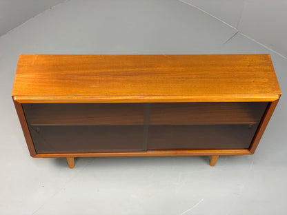 Vintage Teak Glazed Bookcase 1970s Shelving Mid Century Retro EB13151