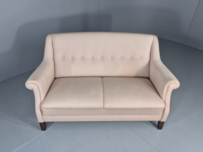 Vintage Danish 2 Seater Sofa Cottage Style Cotton Upholstery 1950s Retro EB12745