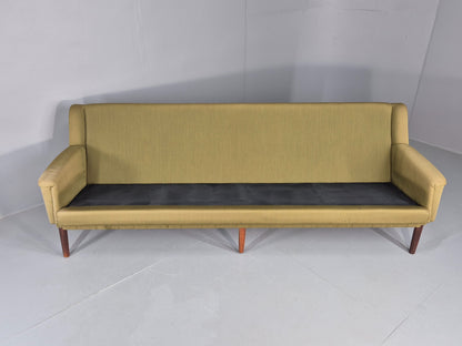 Vintage Mid Century 4 Seat Sofa Green Cotton Upholstery 1960s Retro EB11374
