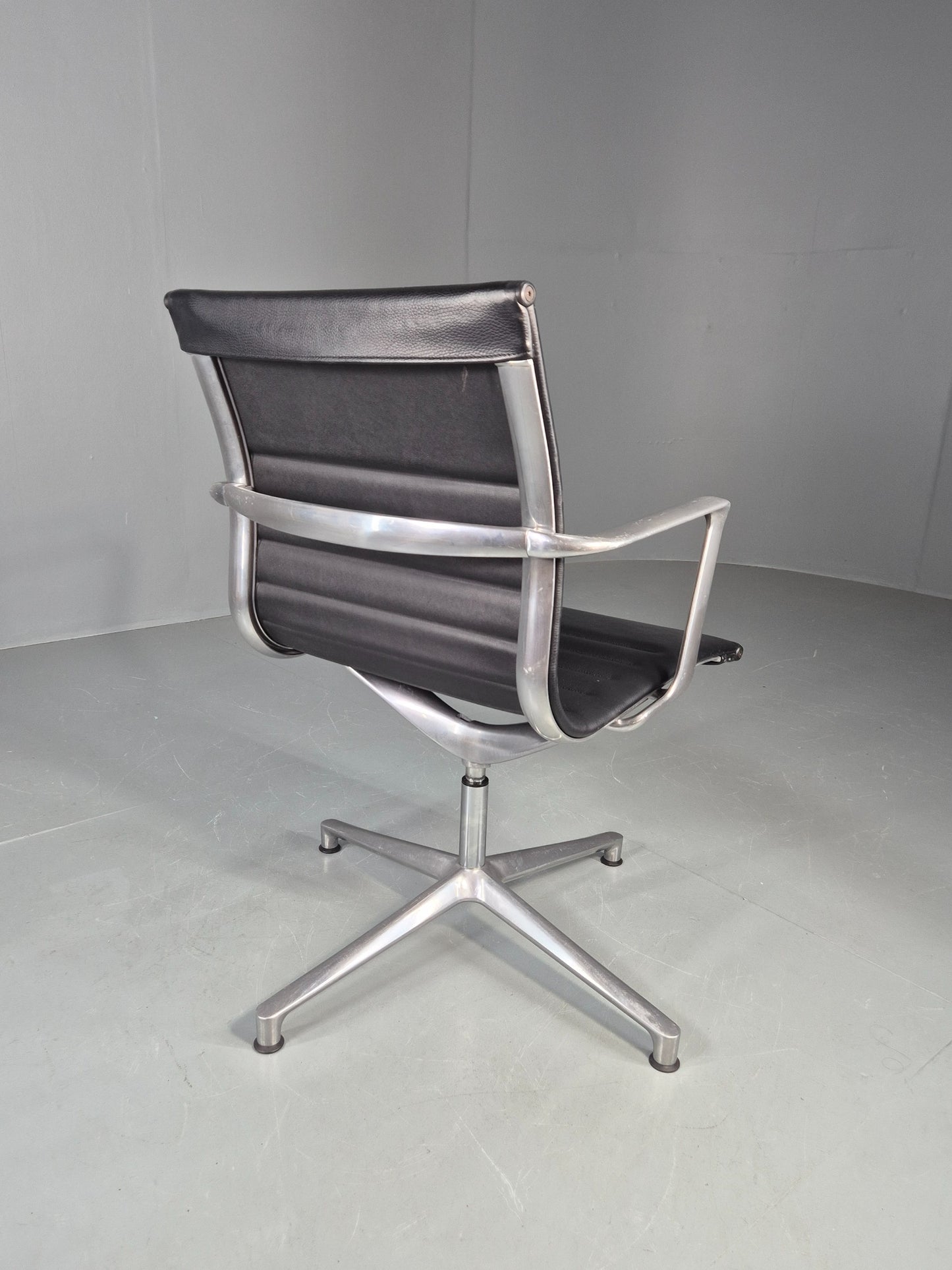 Vintage ICF Eames Style Office Chair Leather and Aluminium EB12243