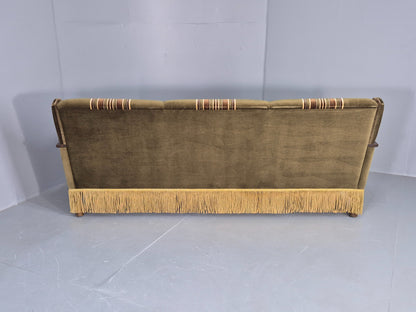 Vintage Danish 3 Seater Sofa 1970s Kjaernulf Styled Green Stripe Retro EB12729