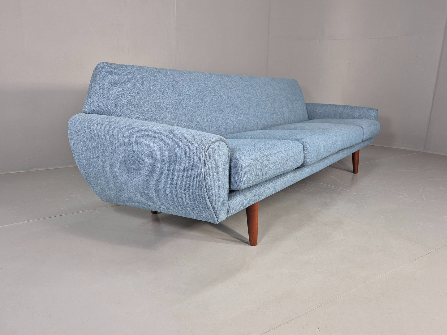 Vintage 4 Seater Sofa 1960s Danish Thams New Upholstery Teak Legs MCM  EB12788