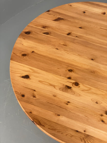 Vintage Pine Coffee Table Round Solid 1970s Wilhelmsson Style Swedish EB10823