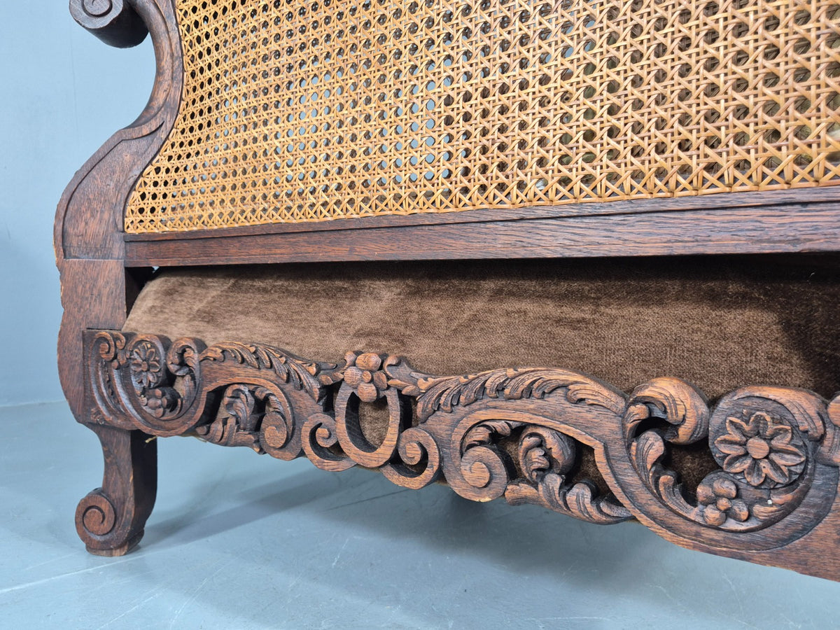 Vintage Danish Oak Lounge Chair Antique Bergere Carving Baroque 1920s EB12677