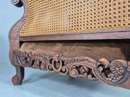 Vintage Danish Oak Lounge Chair Antique Bergere Carving Baroque 1920s EB12677