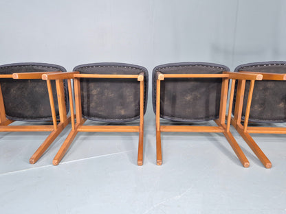 6 Vintage Danish Dining Chairs Farstrup Beech and Teak Retro 1960s EB12103