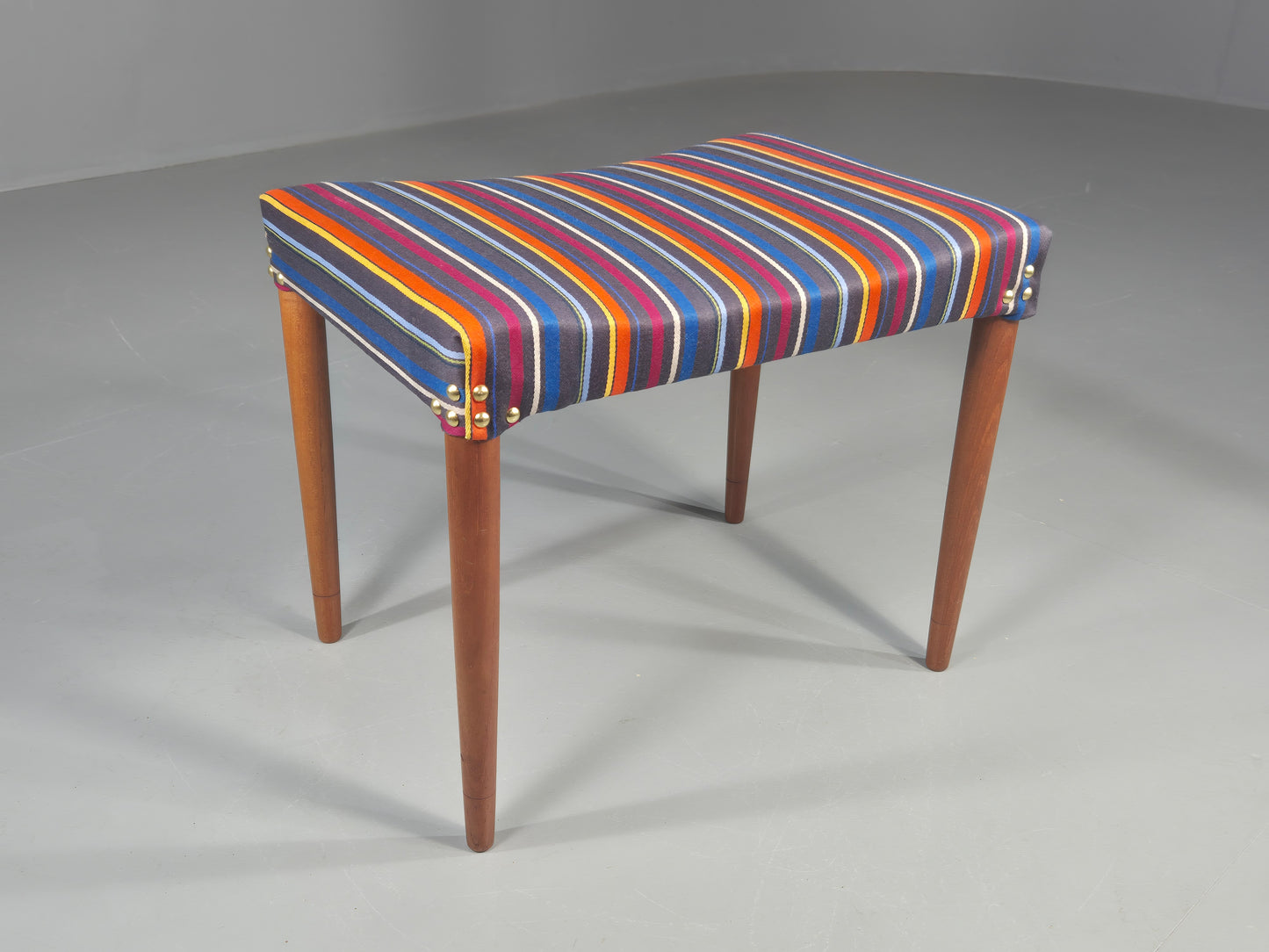 Vintage Midcentury Footstool Danish Design New Upholstery Retro Teak EB12049