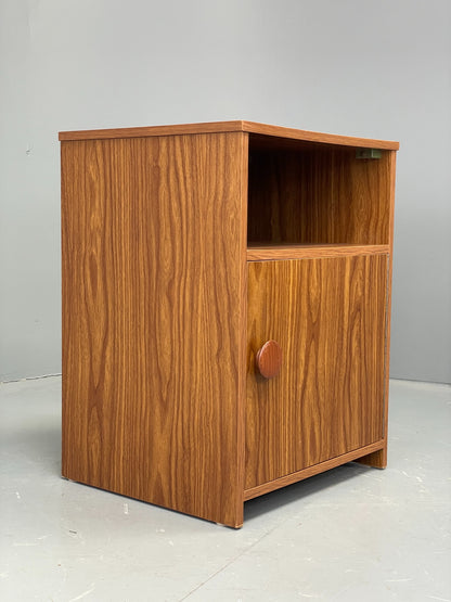 Vintage 1970s Bedside Cabinet Mid Century Style Wood Effect Teak Handle EB12504