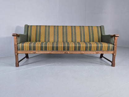 Vintage 3 seater Sofa Danish Design Green Wool Cloth 1970s Retro EB12758