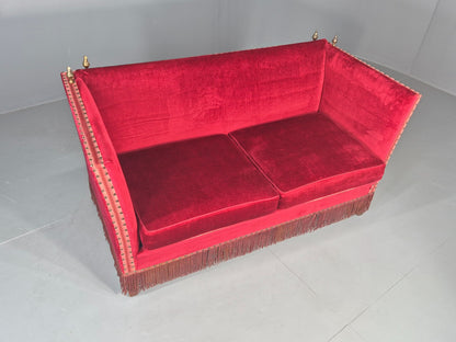 Vintage Danish 2 Seater Sofa Knole Style Red 1950s Tassels Drop End EB12720