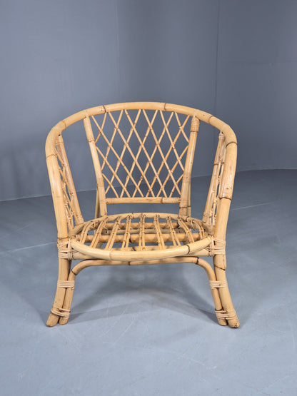 Vintage Bent Bamboose and Rattan Lounge Chair 1980s Retro Eb12649