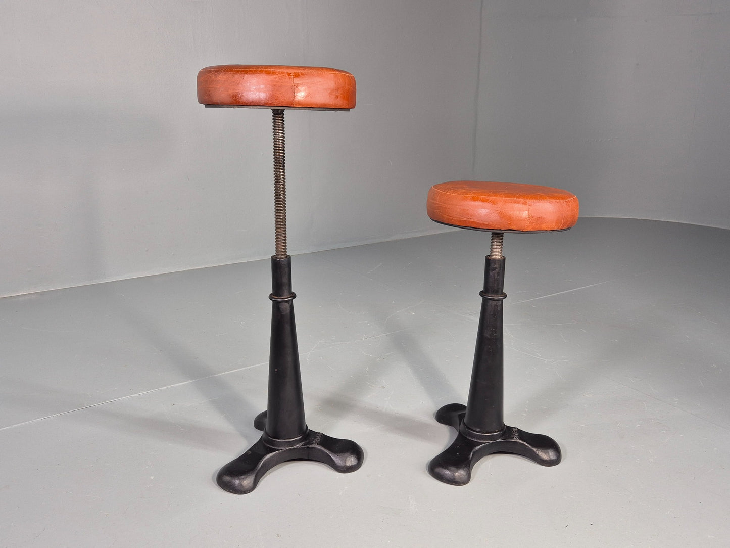 2 Vintage Singer Stools with faux Leather Upholstery Reproductions EB12306