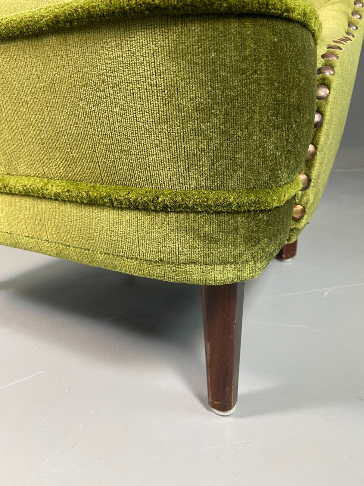 Vintage Cocktail Chair 1950s Danish Green Velvet Velour Retro EB06603