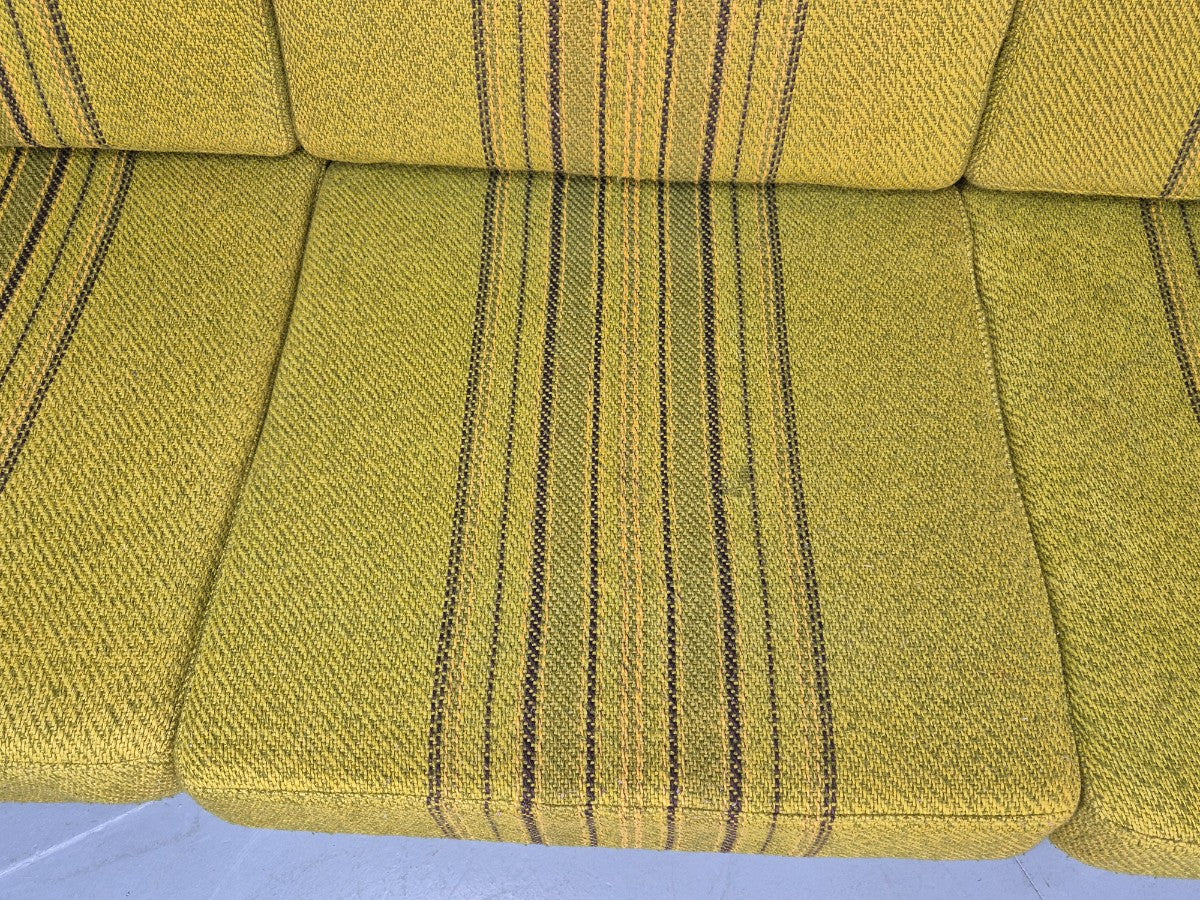 Vintage Danish 3 seater Sofa Oak Kjaenulf Green Cushions 1970s Retro EB12781