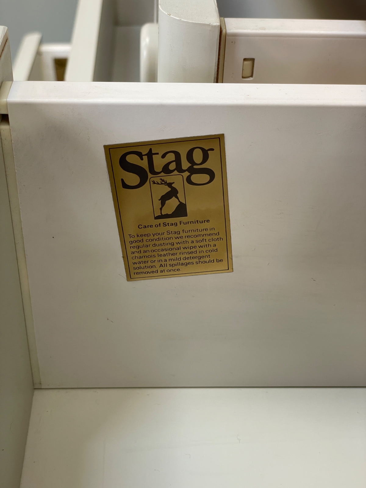 Vintage Chest Of Drawers By Stag White Retro 1980s Mid Century Oak Top EB12955