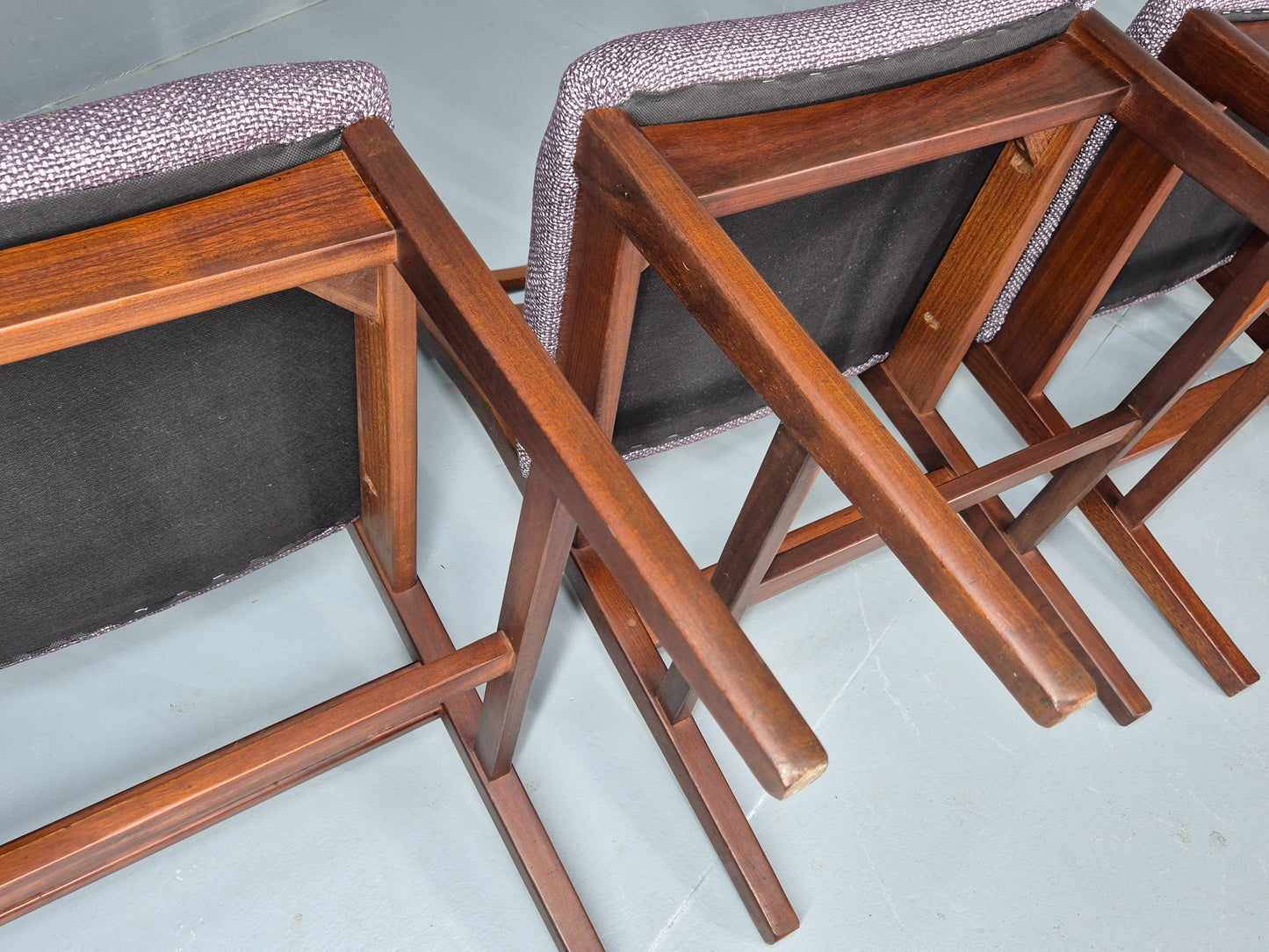 4 Vintage Teak Dining Chairs 1960s Mid Century with New Upholstery Retro EB11765