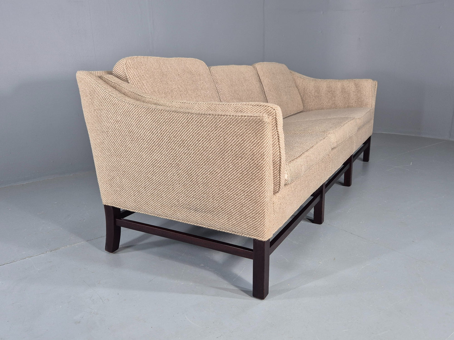 Vintage 3 Seater Sofa Danish Cream Wool Gunnar Grandt Retro MCM EB07792