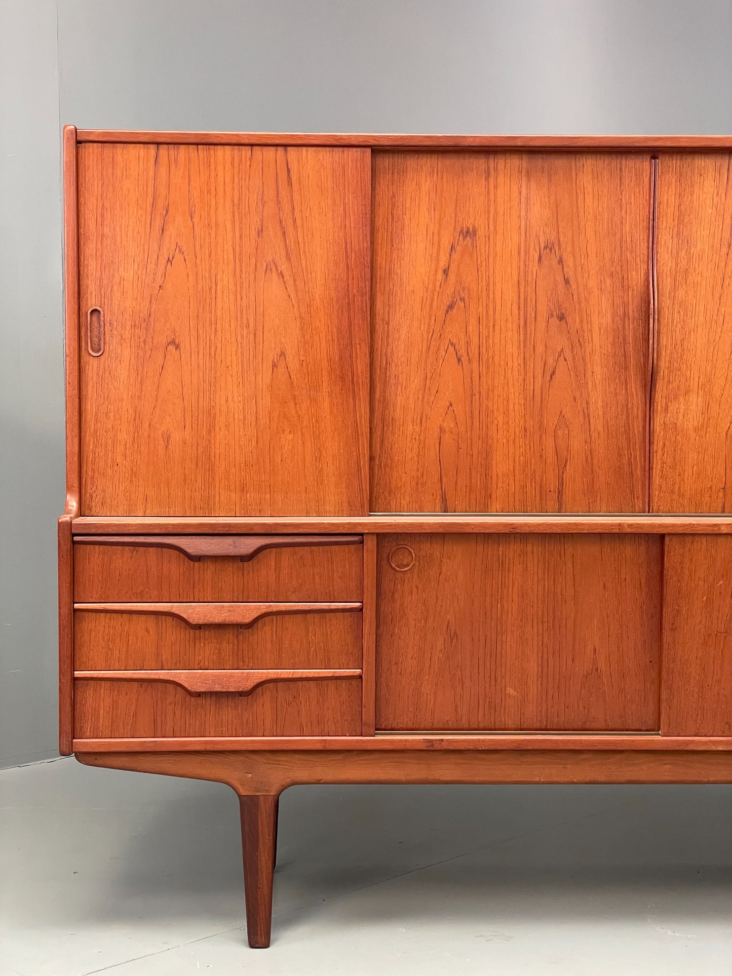 Vintage Danish Teak Highboard 1960s Mid Century Drawers Shelving Retro EB12347