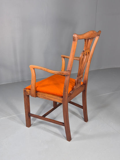 Hepplewhite Revival Oak Elbow Chair Antique New Seat Pad EB11931