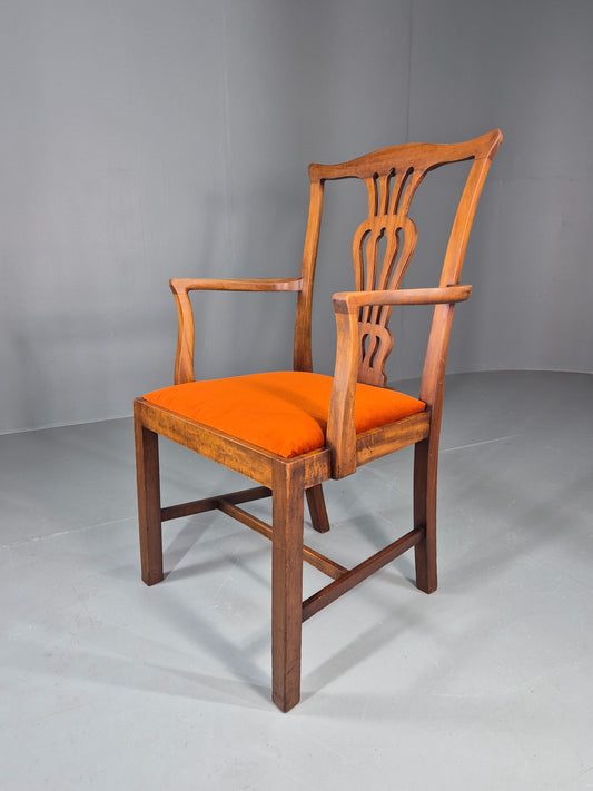 Hepplewhite Revival Oak Elbow Chair Antique New Seat Pad EB11931