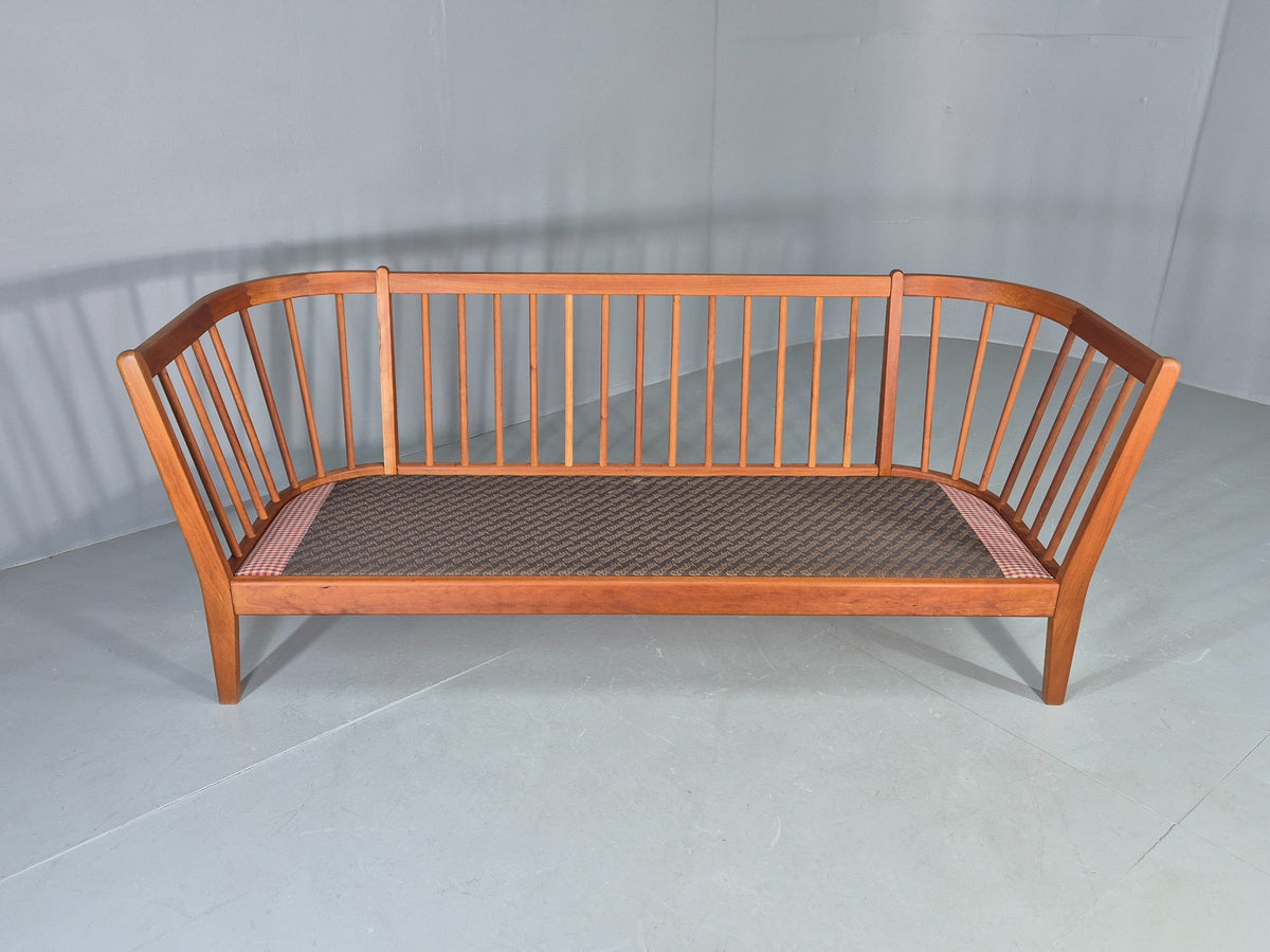 Vintage Stouby 3 Seater Sofa Stick Back Frame with Check Cloth Cover MCM EB13047