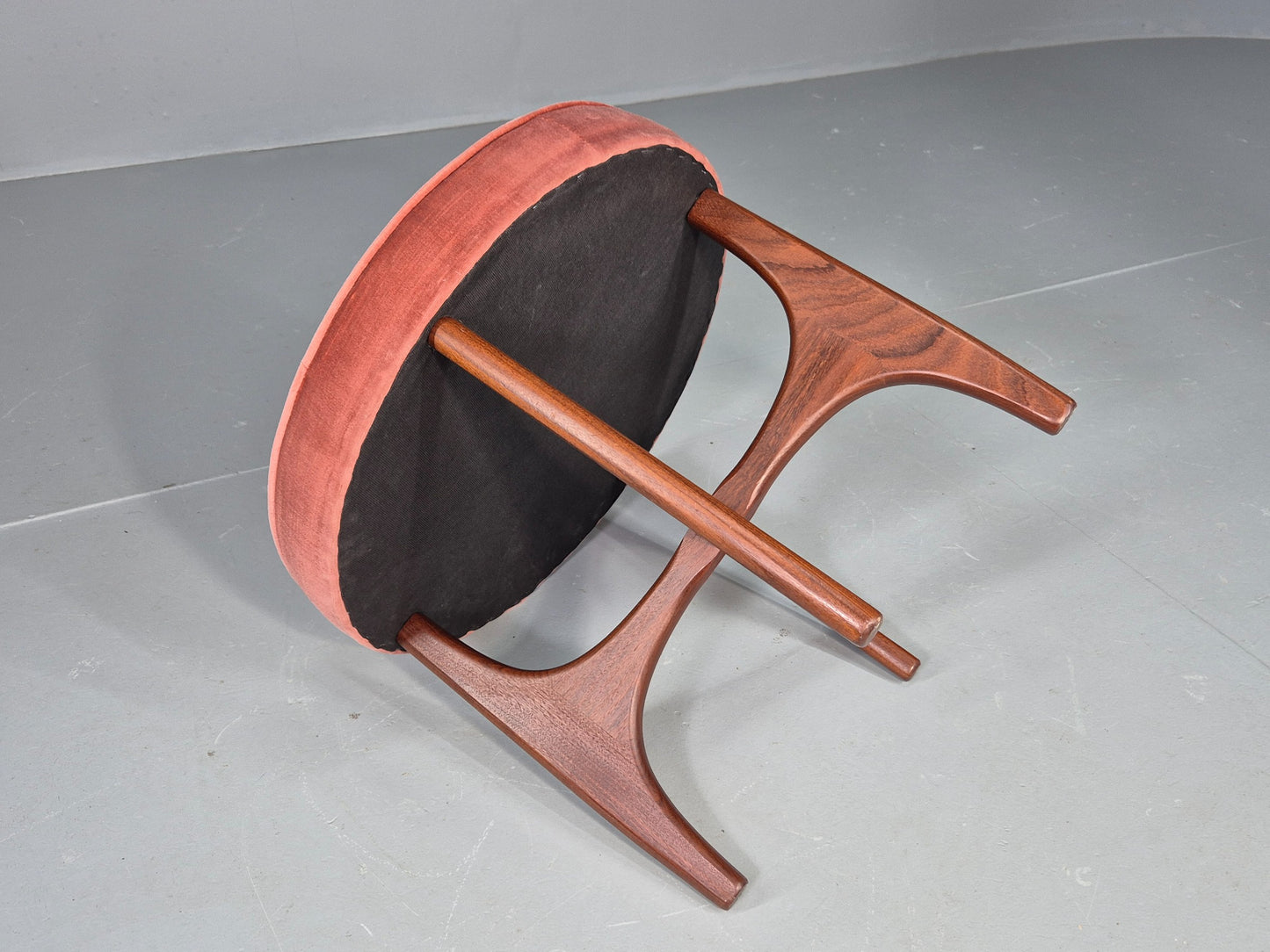 Vintage G Plan Fresco Stool Teak and Pink Velour Retro 1970s  EB12268