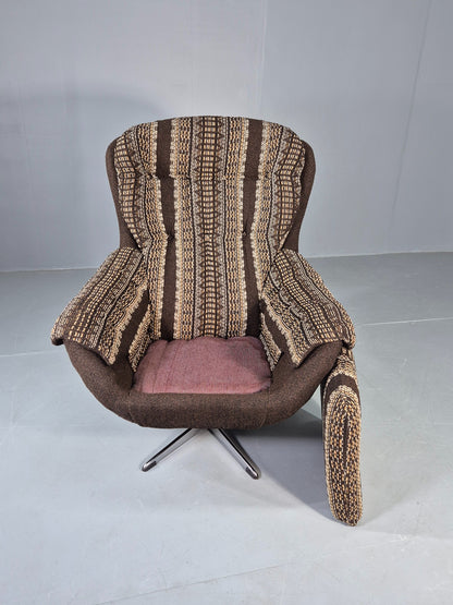 Vintage Egg Chair 1980s Retro Original Cloth Modern Design Brown Cream EB13066