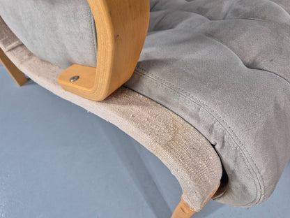 2 Pernilla Lounge Chairs Sweden Vintage Bruno Mathsson Blue Grey EB11336