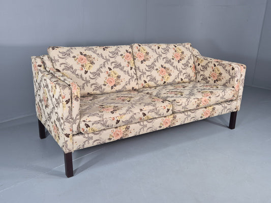 Vintage Danish 2 Seater Sofa 1970s Classical Floral Print Mid Century EB12540