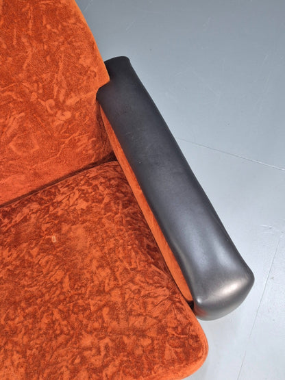 Vintage 1960s Lounge Chair Vinyl Orange Velour 1960s Retro MCM EB10569a MNOR