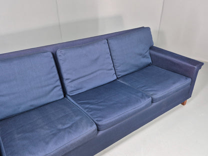 Vintage 3 Seater Sofa Mid Century Danish Dark Blue Wool Retro 1960s  EB12230