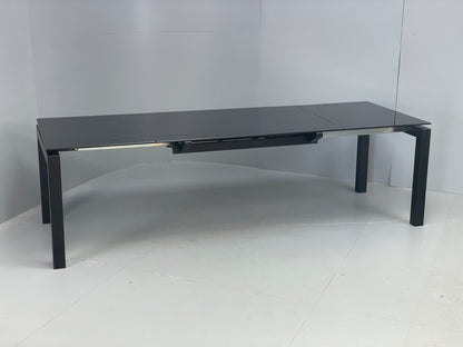 Calligaris Glass Dining Table Modern Italian Extending Steel 'Airport' EB12497