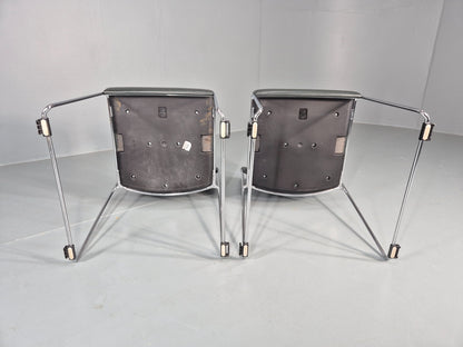 2 Stacking Chairs Modern Design Brunner Linos Leather Chrome EB11918 MSTA