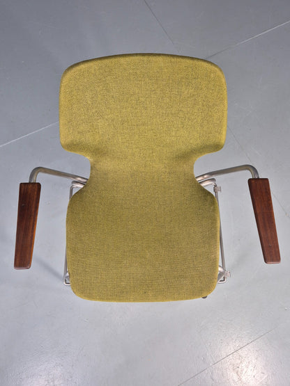 Vintage Mid Century Office Chair Danish Duba Green, Steel and Teak 1970s EB07907