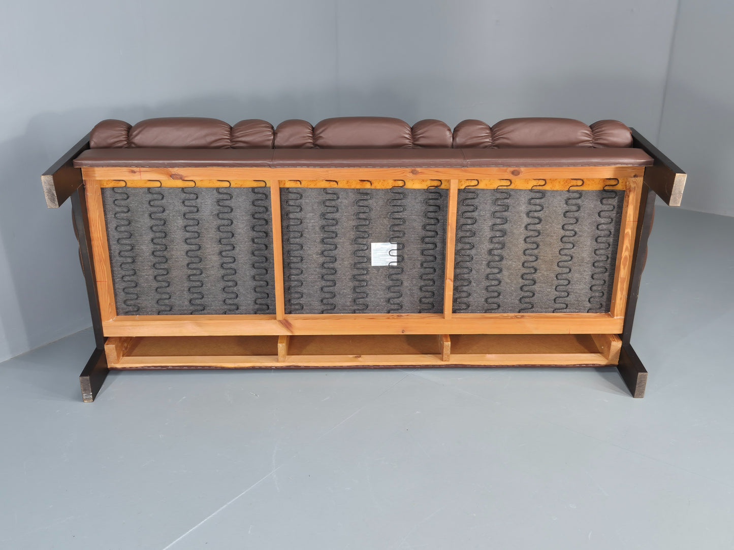 Vintage 3 Seater Sofa Danish Brown Leather 1970s Retro Mid Century EB12449