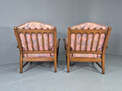 2 Vintage Ercol Lounge Chair Cloisters Range Pink Hued 1990s Cotton EB12917