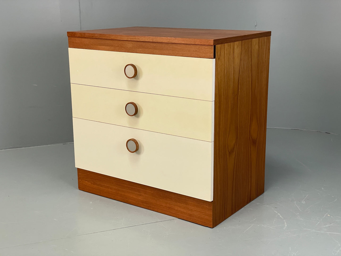 Vintage Chest Of Drawers By Uniflex Retro 1970s Teak Off White EB12196