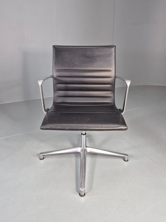 Vintage ICF Eames Style Office Chair Leather and Aluminium EB12240