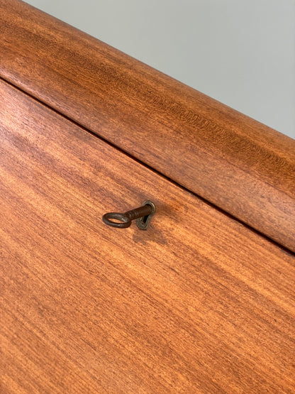 Vintage Teak Writing Desk 1950s Mid Century Retro Drop Door Solid Legs EB12295