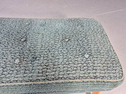 Vintage 1950s Footstool Turquoise Blue Boucle Beech Legs EB12797